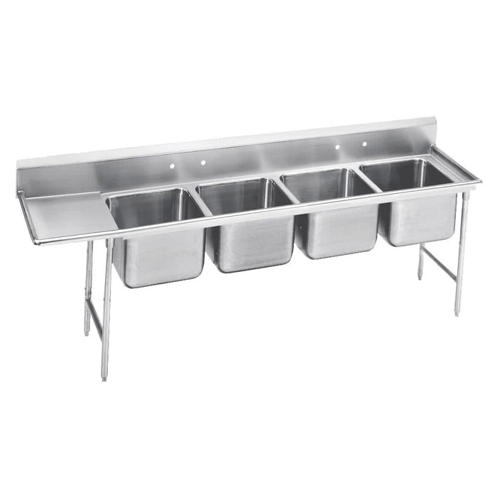 Advance Tabco 94-84-80-24L 117" 4 Compartment Sink w/ 20"L x 28"W Bowl, 14" Deep-cityfoodequipment.com