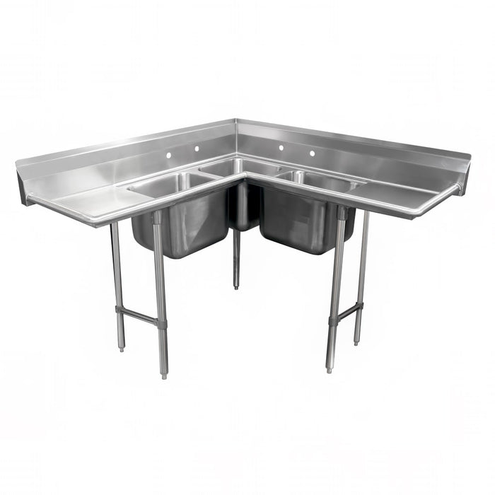 Advance Tabco 94-K6-18D 61" 3 Compartment Sink w/ 16"L x 20"W Bowl, 12" Deep-cityfoodequipment.com
