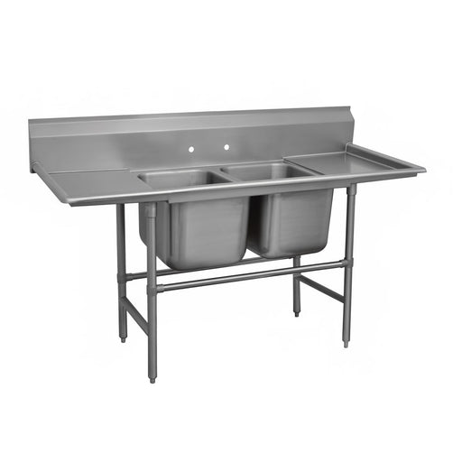 Advance Tabco 94-2-36-24RL 85" 2 Compartment Sink w/ 16"L x 20"W Bowl, 14" Deep-cityfoodequipment.com