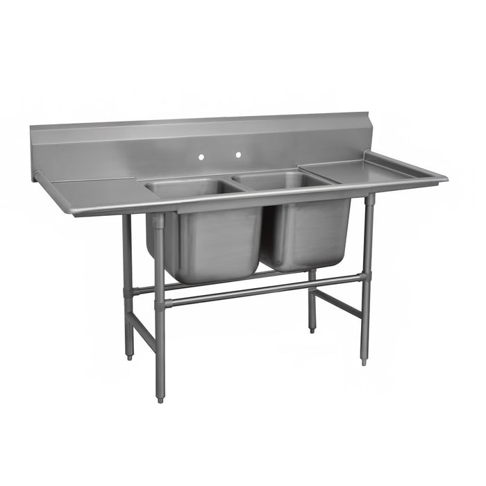 Advance Tabco 94-2-36-24RL 85" 2 Compartment Sink w/ 16"L x 20"W Bowl, 14" Deep-cityfoodequipment.com