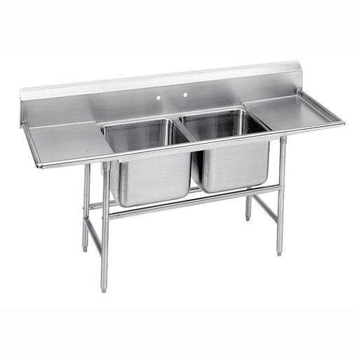 Advance Tabco 9-82-40-24RL 93" 2 Compartment Sink w/ 20"L x 28"W Bowl, 12" Deep-cityfoodequipment.com
