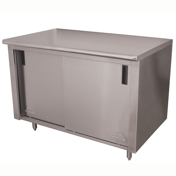 Advance Tabco CB-SS-244M 48" Enclosed Work Table w/ Sliding Doors & Midshelf, 24"D-cityfoodequipment.com