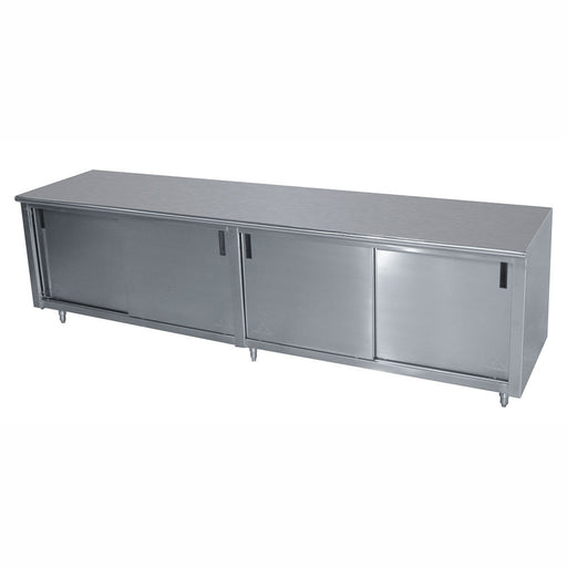 Advance Tabco CB-SS-3612M 144" Enclosed Work Table w/ Sliding Doors & Midshelf, 36"D-cityfoodequipment.com