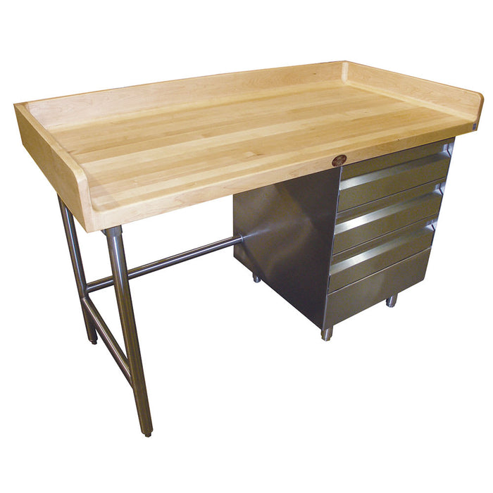 Advance Tabco BGT-364 48" Maple Top Bakers Table w/ 4" Splash & (3) Right-Side Drawers, 36"D-cityfoodequipment.com