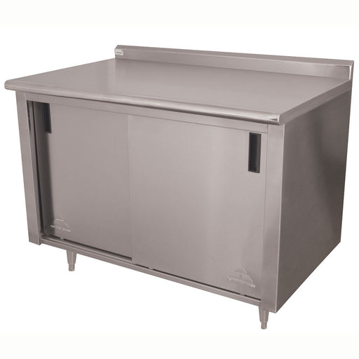Advance Tabco CF-SS-306M 72" Enclosed Work Table w/ Sliding Doors & Midshelf, 1 1/2" Backsplash, 30"D-cityfoodequipment.com