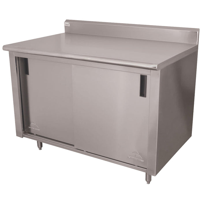 Advance Tabco CK-SS-245M 60" Enclosed Work Table w/ Sliding Doors & Midshelf, 5" Backsplash, 24"D-cityfoodequipment.com