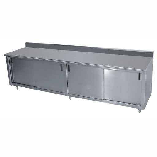Advance Tabco CK-SS-308M 96" Enclosed Work Table w/ Sliding Doors & Midshelf, 5" Backsplash, 30"D-cityfoodequipment.com