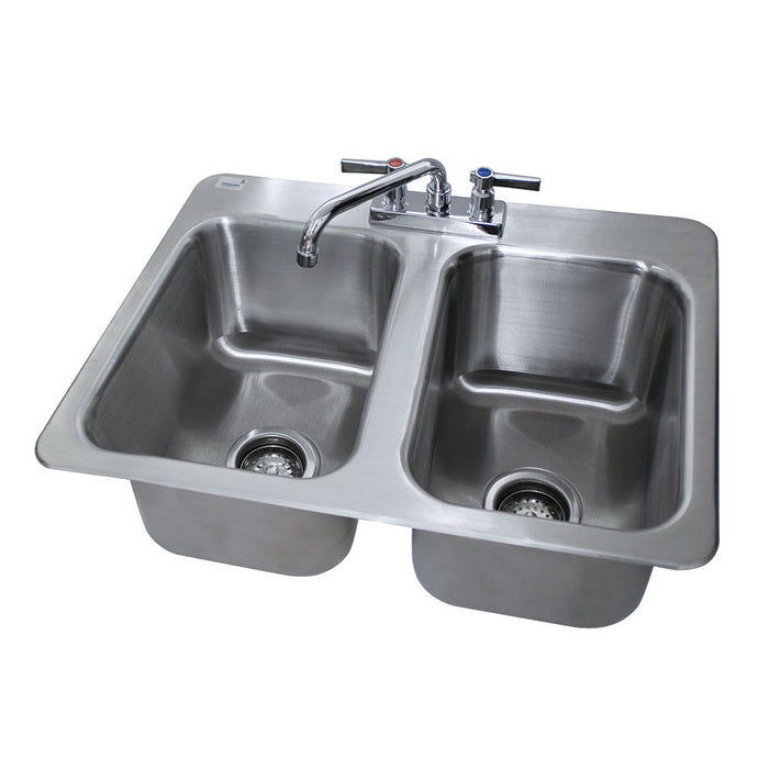 Advance Tabco DI-2-10 (2) Compartment Drop-in Sink - 10" x 14", Drain Included-cityfoodequipment.com