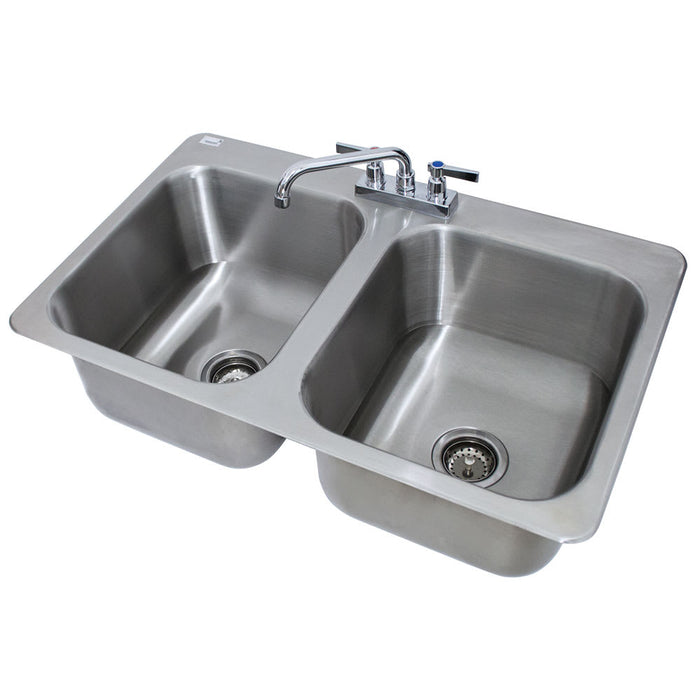 Advance Tabco DI-2-1410 (2) Compartment Drop-in Sink - 14" x 16", Drain Included-cityfoodequipment.com