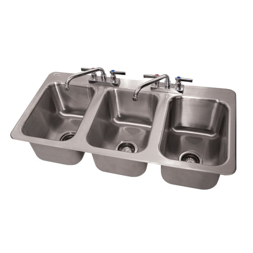Advance Tabco DI-3-10 Drop In Sink w/ (3) 10"L x 14"W x 10"D Bowls, Drains Included-cityfoodequipment.com