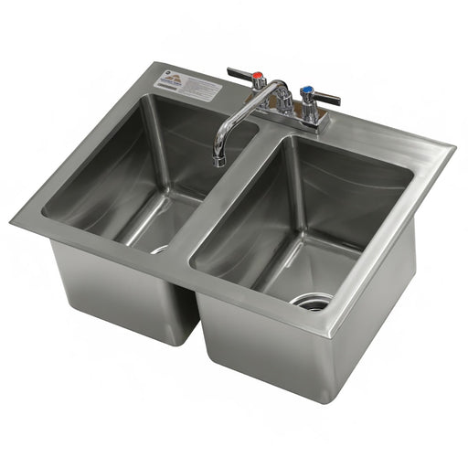 Advance Tabco DI-2-10-EC-X (2) Compartment Drop-in Sink - 10" x 14", Drain Included-cityfoodequipment.com