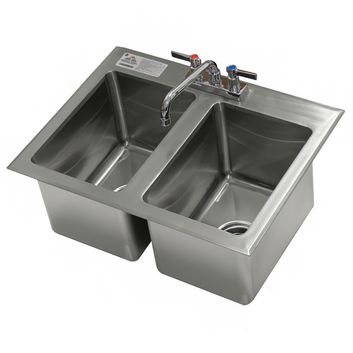 Advance Tabco DI-2-10-EC-X (2) Compartment Drop-in Sink - 10" x 14", Drain Included-cityfoodequipment.com