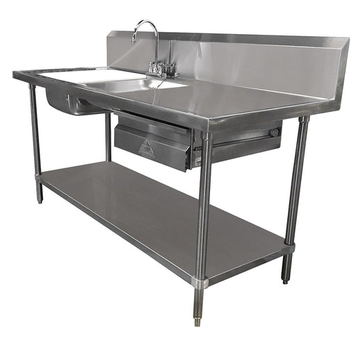 Advance Tabco DL-30-96 96" Prep Table Sink Unit - (2) Sinks, Deck Mount Gooseneck-cityfoodequipment.com