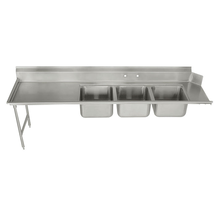 Advance Tabco DTC-3-2020-96L Dish Table - (3) 20" x 20" x 12" Bowls, 23" Left Drainboard, 16 ga 304 Stainless-cityfoodequipment.com