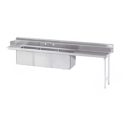 Advance Tabco DTC-3-1824-108RX Dish Table - (3) 18" x 24" x 14" Bowls, 41" Right Drainboard, 16 ga 304 Stainless-cityfoodequipment.com