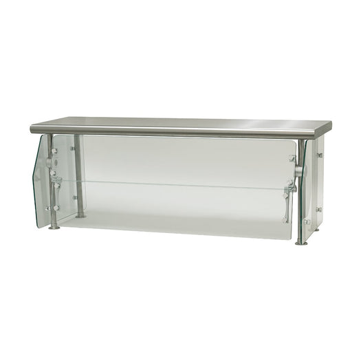 Advance Tabco DSG-18S-108 108" Multi-Use Sneeze Guard w/ Stainless Top Shelf - 18"D, Counter-Mount, Glass-cityfoodequipment.com