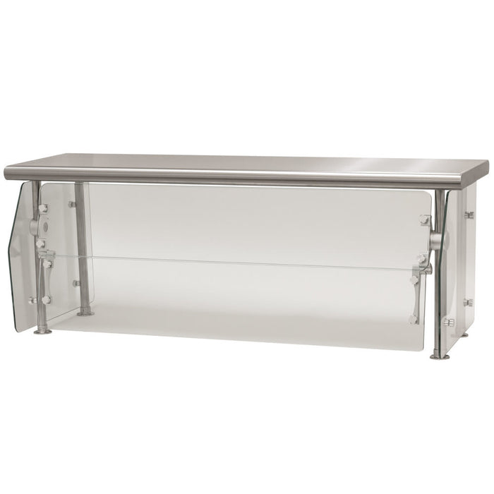 Advance Tabco DSG-12S-96 96" Multi-Use Sneeze Guard w/ Stainless Top Shelf - 12"D, Counter-Mount, Glass-cityfoodequipment.com