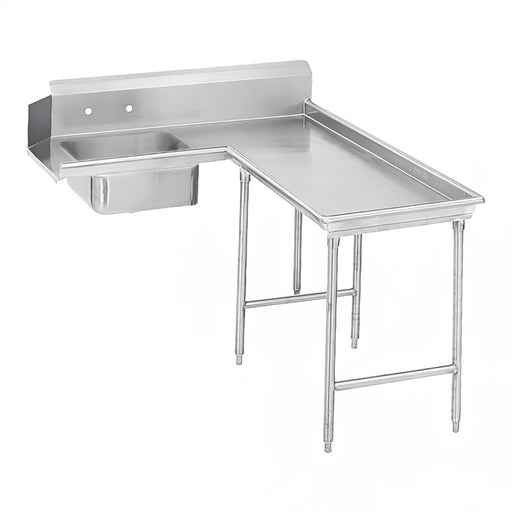 Advance Tabco DTS-G30-120R 119" R L Island Soil Dishtable - 10 1/2" Backsplash, Stainless Legs, 14 ga Stainless-cityfoodequipment.com