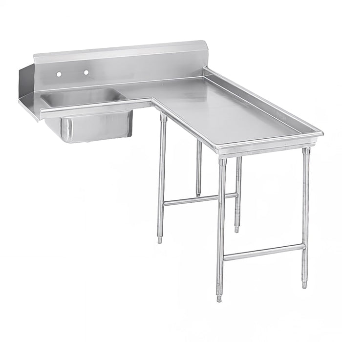 Advance Tabco DTS-G30-60R 59" R L Island Soil Dishtable - 10 1/2" Backsplash, Stainless Legs, 14 ga Stainless-cityfoodequipment.com