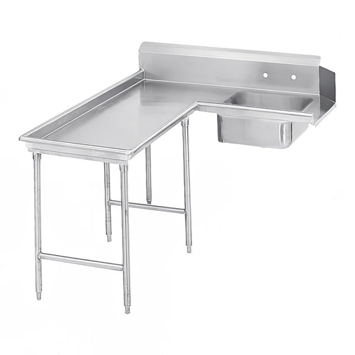 Advance Tabco DTS-G30-84L 83" L R Island Soil Dishtable - 10 1/2" Backsplash, Stainless Legs, 14 ga Stainless-cityfoodequipment.com