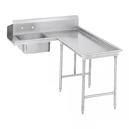 Advance Tabco DTS-G30-84R 83" R L Island Soil Dishtable - 10 1/2" Backsplash, Stainless Legs, 14 ga Stainless-cityfoodequipment.com