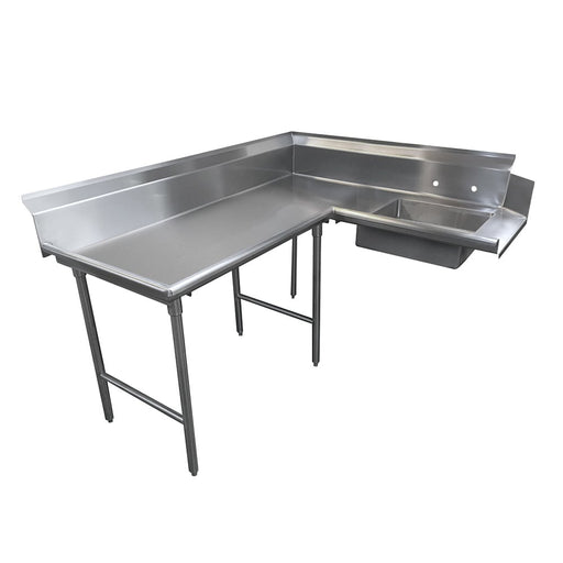 Advance Tabco DTS-K30-60L 59" L R Korner Soil Dishtable - 10 1/2" Backsplash, Stainless Legs, 14 ga Stainless-cityfoodequipment.com