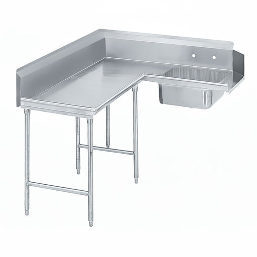 Advance Tabco DTS-K70-96L 95" L-R Korner Soil Dishtable - Crossrails, Stainless Legs, 14 ga 304 Stainless-cityfoodequipment.com