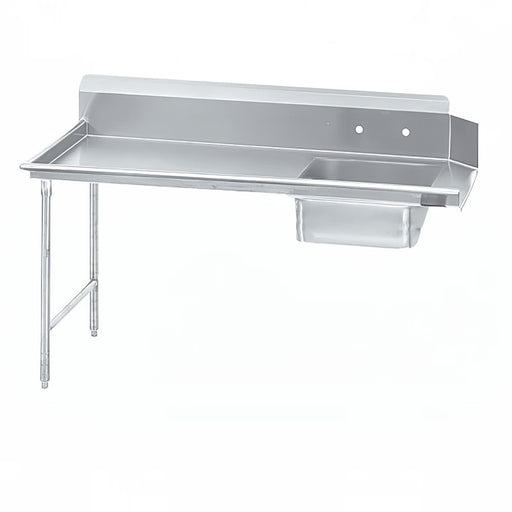 Advance Tabco DTS-S30-108L 107" L R Straight Soil Table - 10 1/2" Backsplash, Stainless Legs, 14 ga 304 Stainless-cityfoodequipment.com