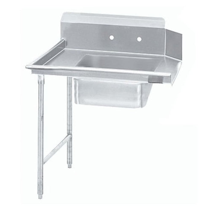 Advance Tabco DTS-S30-36L 35" L R Straight Soil Table - 10 1/2" Backsplash, Stainless Legs, 14 ga 304 Stainless-cityfoodequipment.com