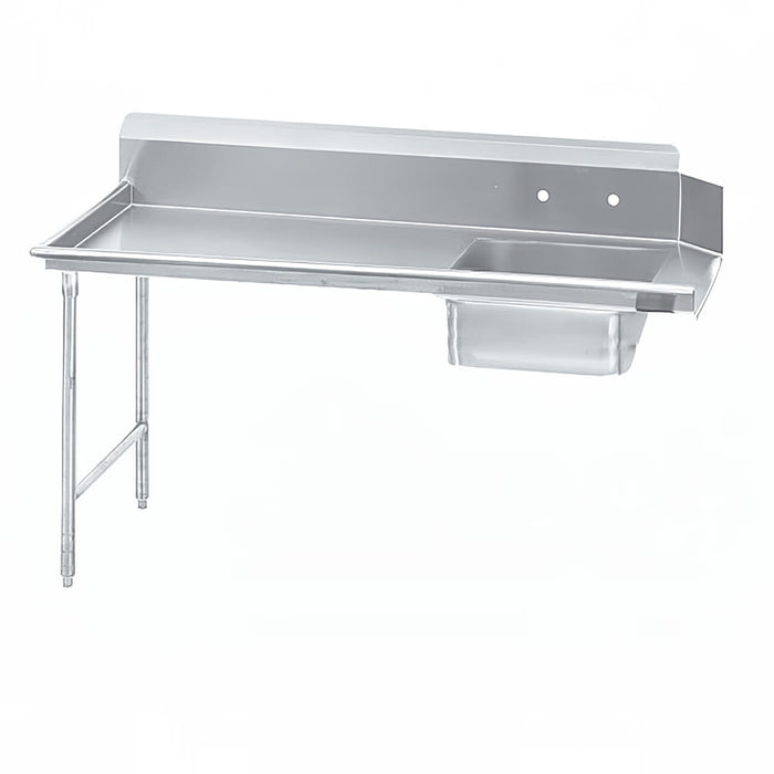 Advance Tabco DTS-S70-84L 83" L R Straight Soil Dishtable - 10 1/2" Backsplash, Stainless Legs, 16 ga Stainless-cityfoodequipment.com