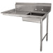 Advance Tabco DTU-U60-72R R-L Undercounter Dishtable Assembly - 20" x 20" x 5" Bowl, 72" x 30" Table, Stainless-cityfoodequipment.com
