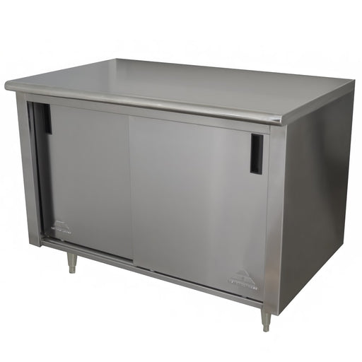 Advance Tabco ECB-SS-304M-X 48" Enclosed Work Table w/ Sliding Doors & Midshelf, 30"D-cityfoodequipment.com