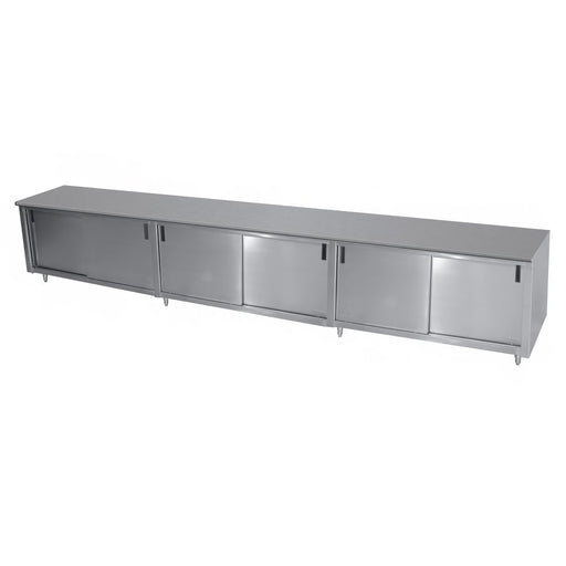 Advance Tabco ECB-SS-3010M-X 120" Enclosed Work Table w/ Sliding Doors & Midshelf, 30"D-cityfoodequipment.com