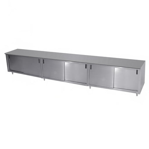 Advance Tabco ECB-SS-307M-X 84" Enclosed Work Table w/ Sliding Doors & Midshelf, 30"D-cityfoodequipment.com