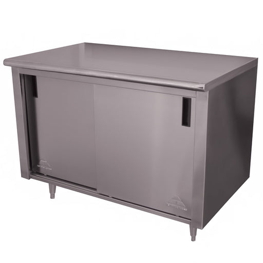 Advance Tabco ECB-SS-244M-X 48" Enclosed Work Table w/ Sliding Doors & Midshelf, 24"D-cityfoodequipment.com