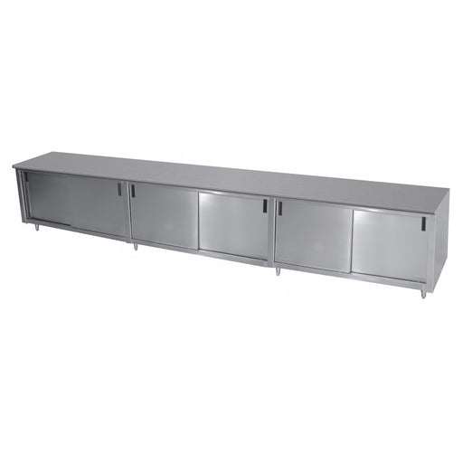 Advance Tabco ECB-SS-247M-X 84" Enclosed Work Table w/ Sliding Doors & Midshelf, 24"D-cityfoodequipment.com