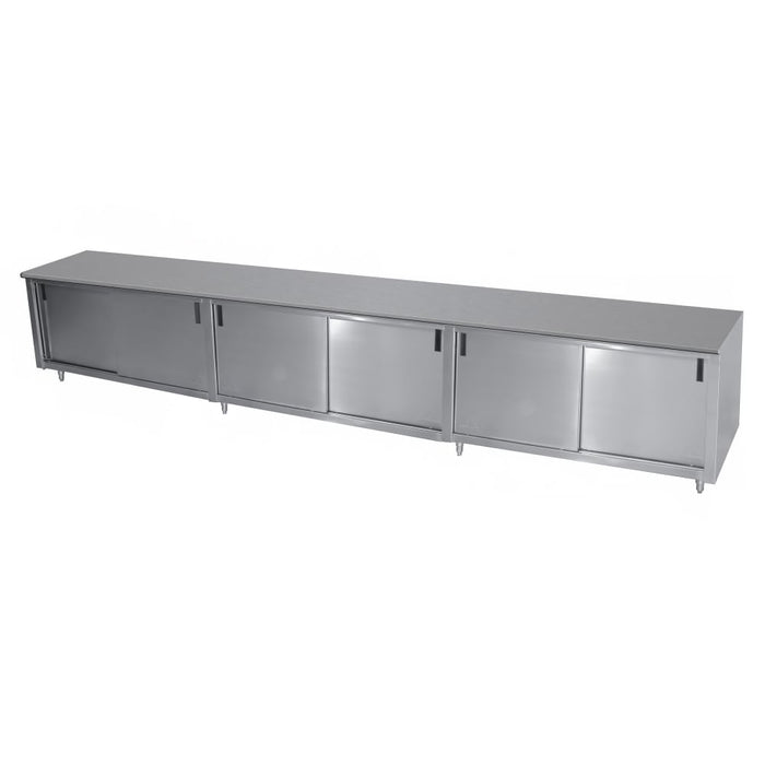 Advance Tabco ECB-SS-3010-X 120" Enclosed Work Table w/ Sliding Doors, 30"D-cityfoodequipment.com