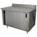Advance Tabco ECK-SS-244-X 48" Enclosed Work Table w/ Sliding Doors, 5" Backsplash, 24"D-cityfoodequipment.com