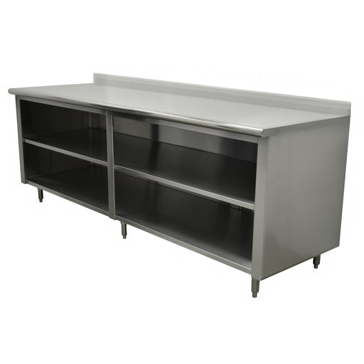 Advance Tabco EEK-SS-249M-X 108" Dish Cabinet w/ Open Base & Midshelf, 5" Backsplash, 24"D-cityfoodequipment.com