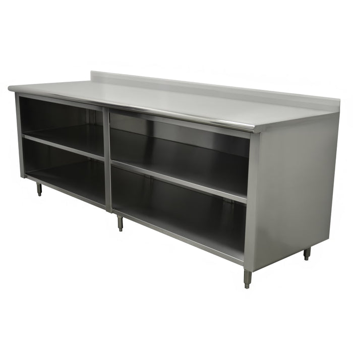 Advance Tabco EEK-SS-249M-X 108" Dish Cabinet w/ Open Base & Midshelf, 5" Backsplash, 24"D-cityfoodequipment.com