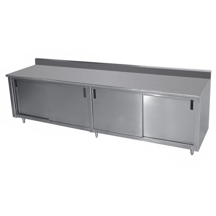 Advance Tabco ECK-SS-247M-X 84" Enclosed Work Table w/ Sliding Doors & Midshelf, 5" Backsplash, 24"D-cityfoodequipment.com