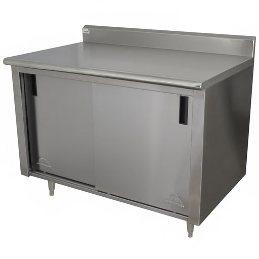 Advance Tabco ECK-SS-245M-X 60" Enclosed Work Table w/ Sliding Doors & Midshelf, 5" Backsplash, 24"D-cityfoodequipment.com