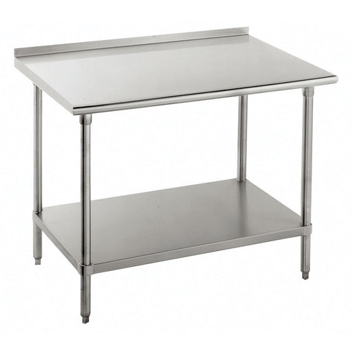 Advance Tabco FAG-247 84" 16 ga Work Table w/ Undershelf & 430 Series Stainless Top, 1 1/2" Backsplash-cityfoodequipment.com
