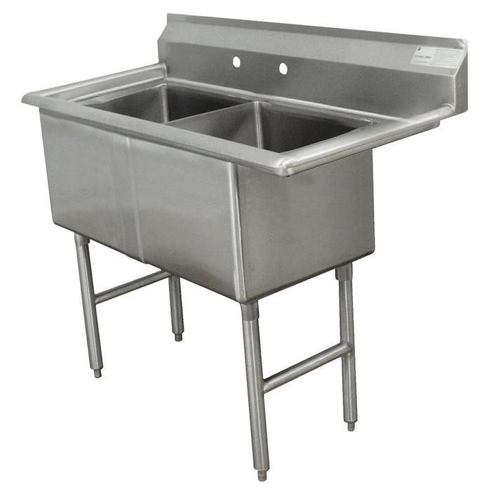 Advance Tabco FC-2-1515 35" 2 Compartment Sink w/ 15"L x 15"W Bowl, 14" Deep-cityfoodequipment.com