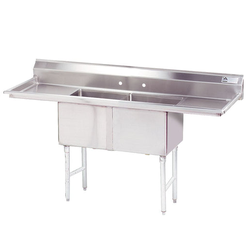 Advance Tabco FC-2-1818-24RL 84" 2 Compartment Sink w/ 18"L x 18"W Bowl, 14" Deep-cityfoodequipment.com