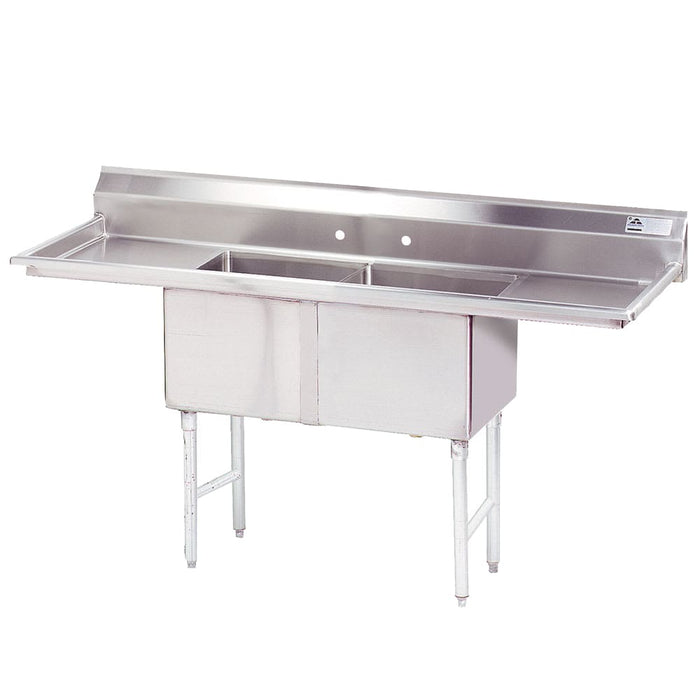 Advance Tabco FC-2-1818-24RL 84" 2 Compartment Sink w/ 18"L x 18"W Bowl, 14" Deep-cityfoodequipment.com
