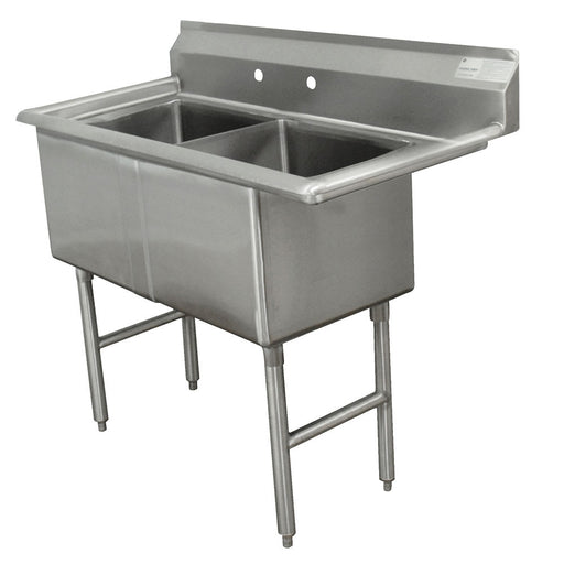 Advance Tabco FC-2-1818 41" 2 Compartment Sink w/ 18"L x 18"W Bowl, 14" Deep-cityfoodequipment.com