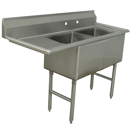 Advance Tabco FC-2-2424-18L 68" 2 Compartment Sink w/ 24"L x 24"W Bowl, 14" Deep-cityfoodequipment.com