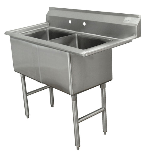 Advance Tabco FC-2-1824 41" 2 Compartment Sink w/ 18"L x 24"W Bowl, 14" Deep-cityfoodequipment.com