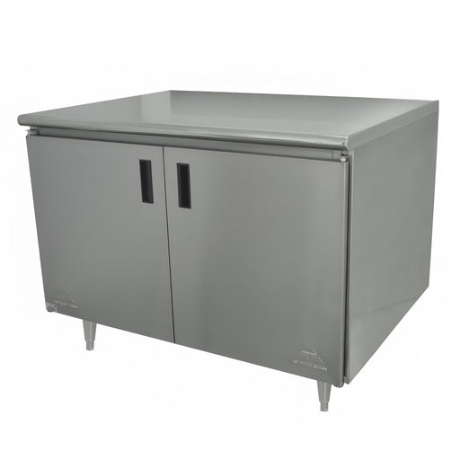 Advance Tabco EHB-SS-303M-X 36" Enclosed Work Table w/ Swing Doors & Midshelf, 30"D-cityfoodequipment.com